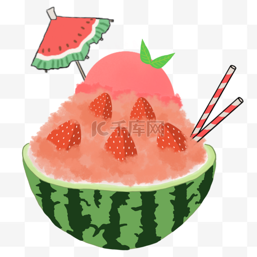 西瓜草莓刨冰图片