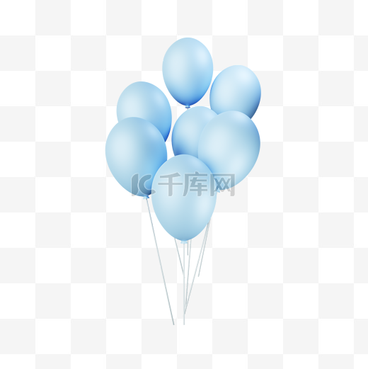 3D一束蓝色气球图片