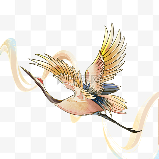 仙鹤鹤动物鸟类水彩图片