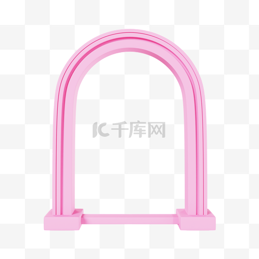 3D立体C4D粉色拱门边框展台图片