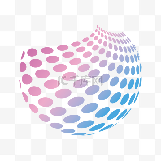 透视变形半调色球体图片