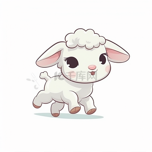 一只正在奔跑的小羊图片