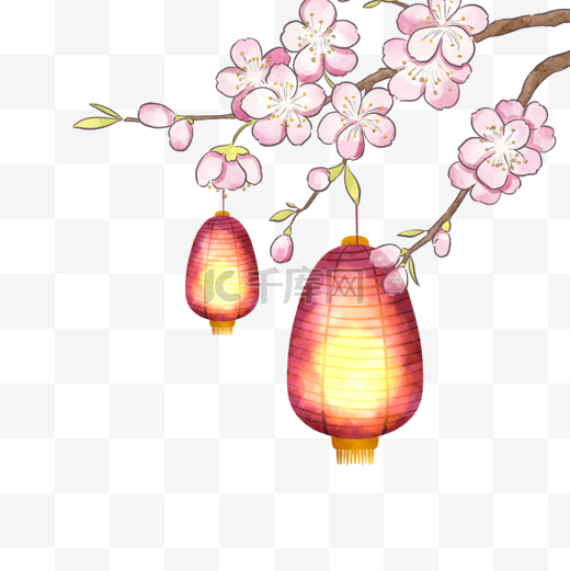 日本新年樱花灯笼可爱边框图片