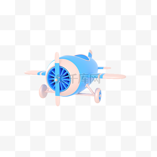 C4D立体漂浮飞机蓝粉色小直升机飞行器图片