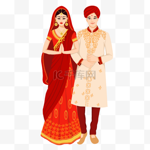 两位穿着纱丽的印度婚礼人物图片
