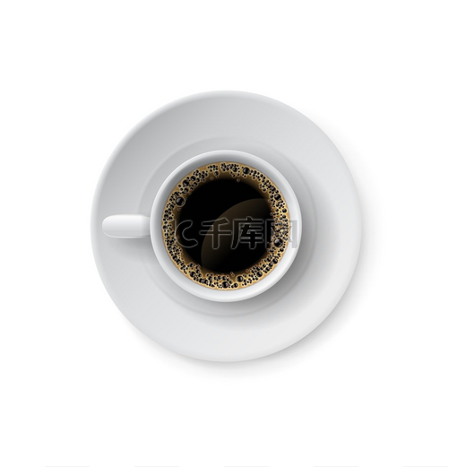 配黑咖啡的逼真杯子白色浓缩咖啡杯和茶托用于热咖啡因饮料的陶瓷餐具瓷器餐具的侧视图独立的自助餐厅元素矢量饮料服务咖啡俯视图逼真的白杯配黑咖啡图片