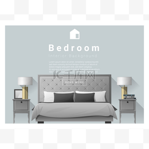 室内设计卧室背景、 矢量图图片