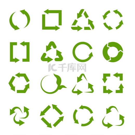 回收图标各种绿色圆圈箭头符号垃圾再利用回收垃圾和可生物降解垃圾生态保护载体可回收材料标志回收图标各种绿色圆圈箭头符号废物再利用回收垃圾和生物降解图片