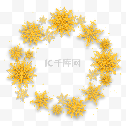 雪花黄色立体感剪纸风格图片