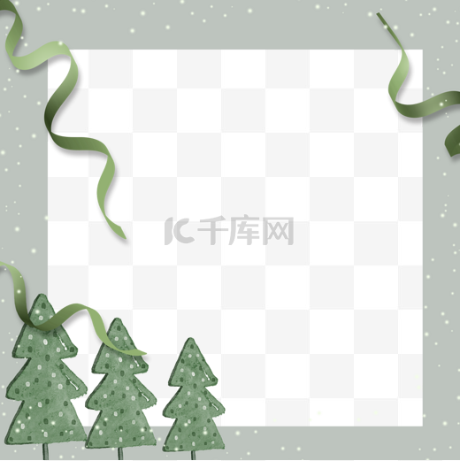 绿色丝带圣诞树圣诞冬季植物边框图片