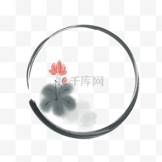 中国风水墨莲花荷花边框图片