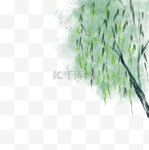 春季水墨植物柳树图片