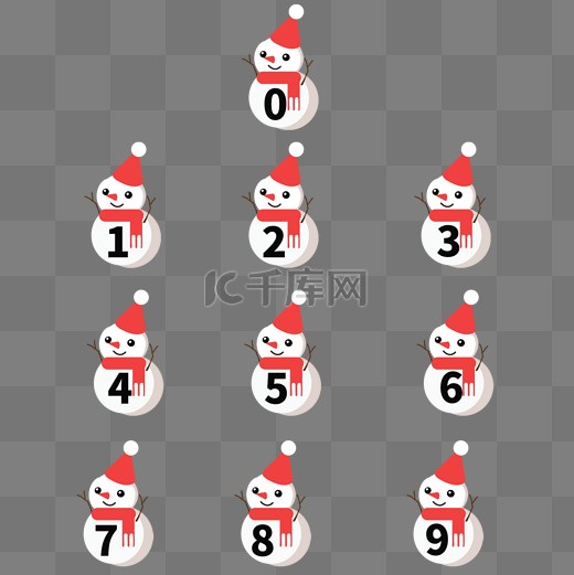 创意简约圣诞节雪人数字分隔符图片