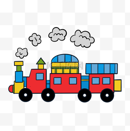 蒸汽火车在卡通插图中运行图片
