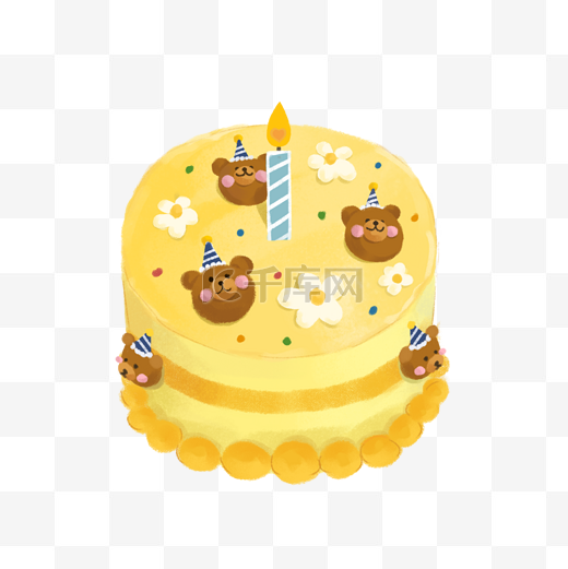 卡通小熊生日蛋糕图片