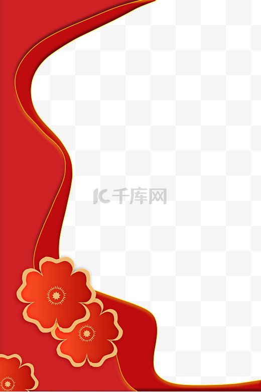 红色喜庆春节新年花朵侧边框文本框图片