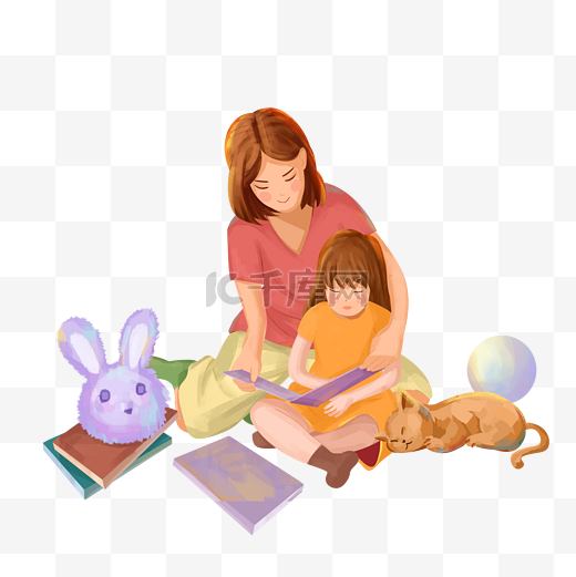 母亲节感恩节母女家庭陪伴读书节日图片