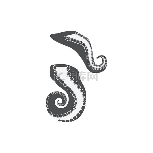 切片章鱼触手变体插图切片章鱼触手的矢量图案为单色变体平面风格设计中的海鲜概念插图准备好的章鱼触角健康饮食的海洋产品图片