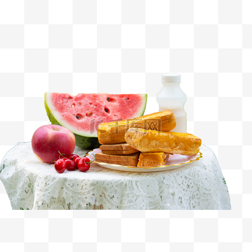 夏季食品水果面包桌子图片