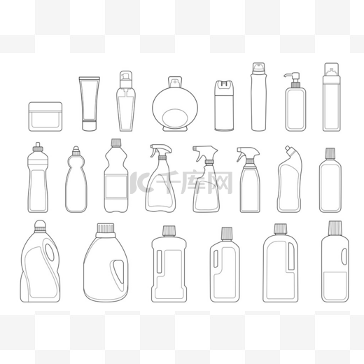 洗涤剂和洗护用品瓶图标集图片
