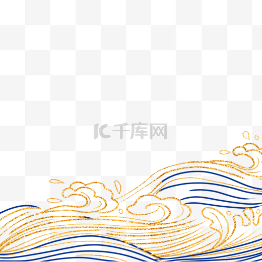 海浪线条金粉日式风格图片
