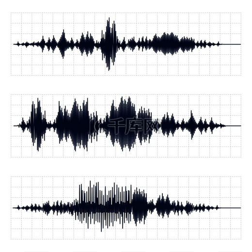 地震图地震活动图射频波和示波器波形图矢量集纸带上的地震曲线测谎器数字声波振幅振动地震图地震活动图射频图片
