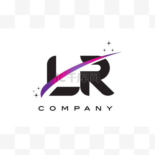 Lr L R 黑色字母标志设计与紫色洋红色旋风图片