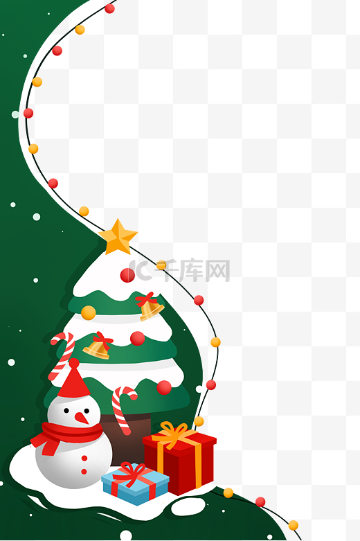 圣诞节雪人圣诞树侧边框图片