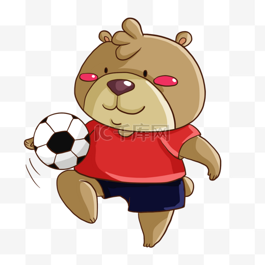 足球运动卡通动物熊形象图片