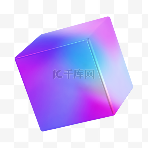 紫色渐变C4D立体酸性几何正方体图片