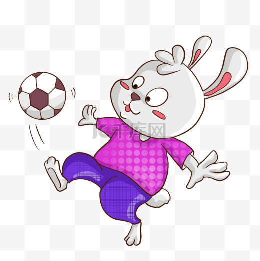 卡通小兔子踢足球运动形象图片