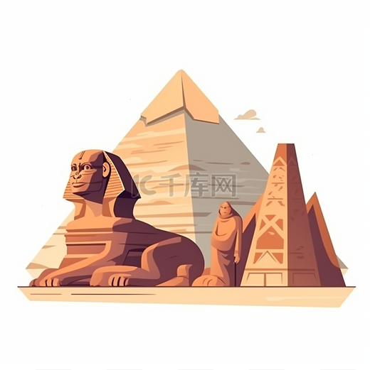 胡夫金字塔和狮身人面像图片