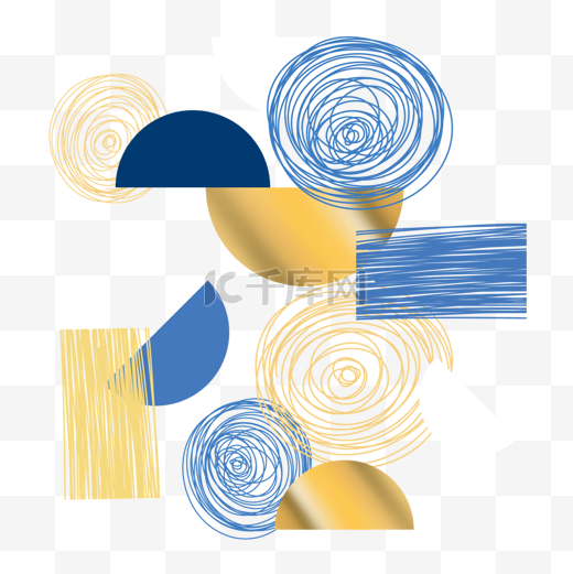 几何抽象豪华金色蓝色装饰形状图片
