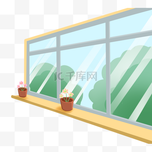 窗户盆栽窗台图片