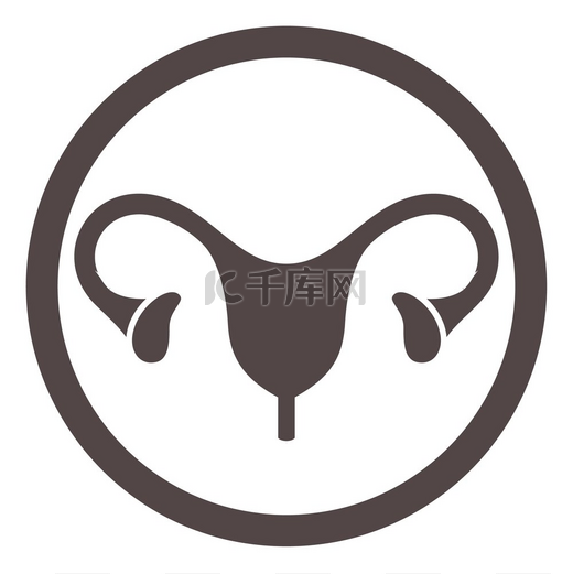 子宫图标女性生殖系统白色背景上隔离的医学符号子宫图标女性生殖系统医学符号图片