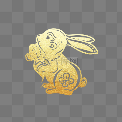 金色剪纸兔子兔年图片