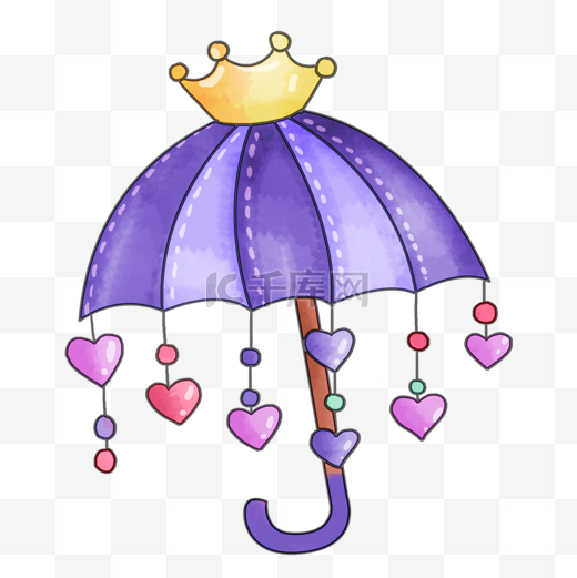 彩色雨伞皇冠可爱卡通伞图片