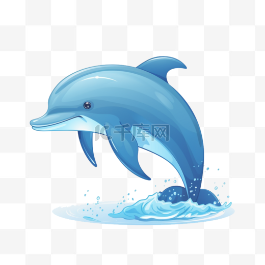 海豚扁平插画手绘免抠元素图片
