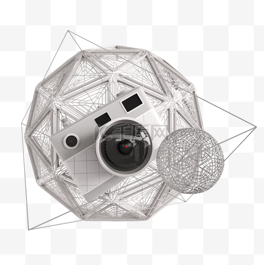 照相机灰色3d几何抽象创意图片