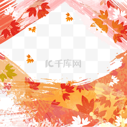 韩国水彩秋季抽象边框图片