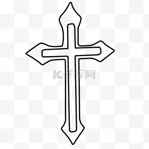 菱形祝福十字架剪贴画黑白图片