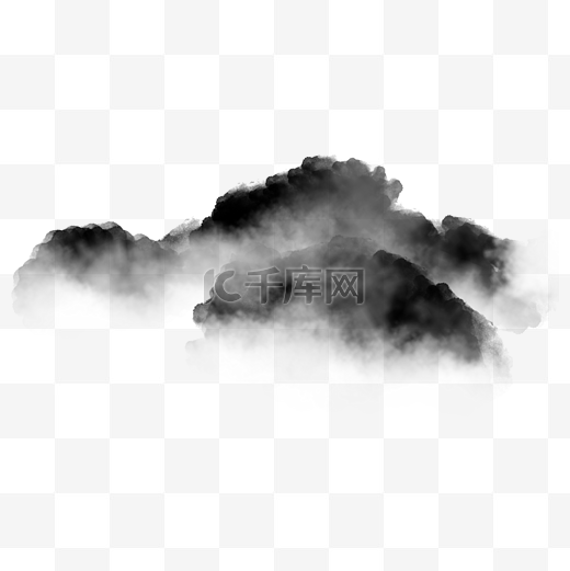 黑白山水画水墨云图片