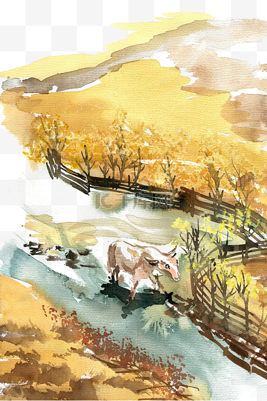 趟河的牛图片