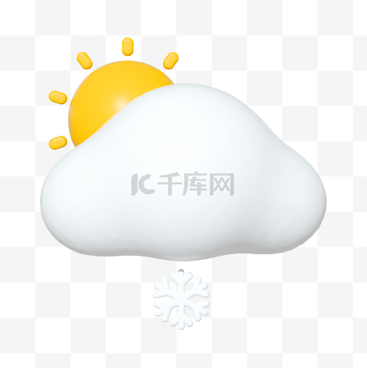 c4d天气图标晴转小雪图片