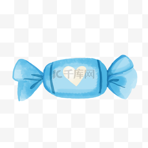 糖果蓝色爱心包装可爱卡通水彩图案图片