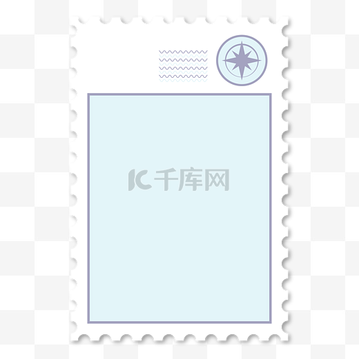 简约蓝紫创意邮票边框图片