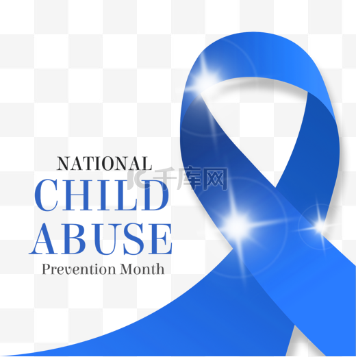 世界预防虐待儿童日抽象闪光蓝丝带图片