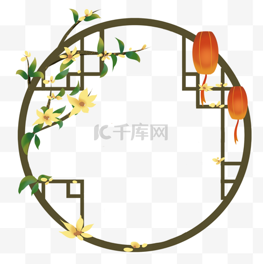 中秋节窗户桂花中式门框边框图片