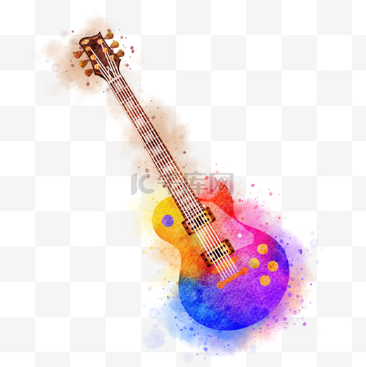 音乐吉他水彩风格图片