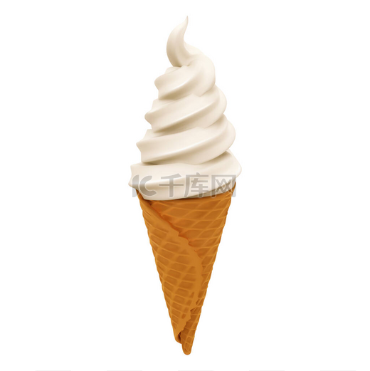 冰淇淋3D逼真在白色的背景上的甜食图片